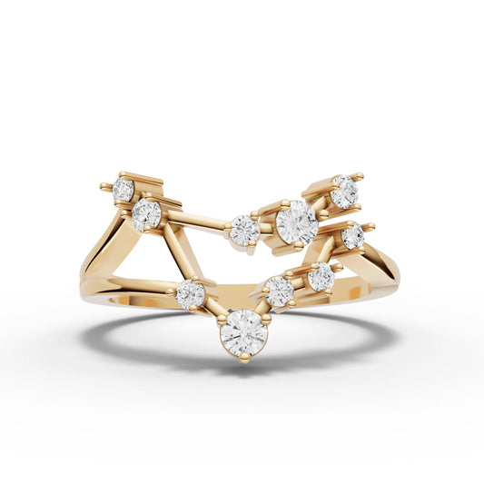 Capricon Zodiac Round Diamond Ring