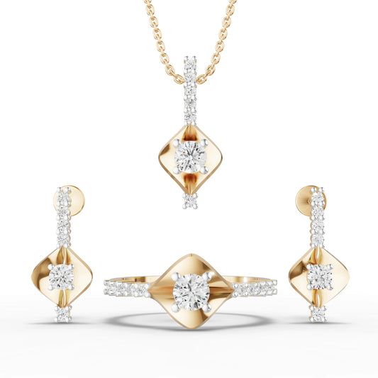 Trinity Bloom Moissanite Diamond Jewellery Set