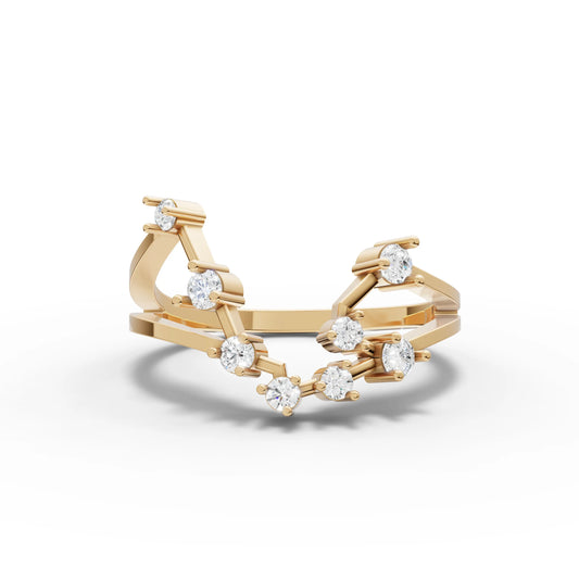 Aquarius Zodiac Round Diamond Ring
