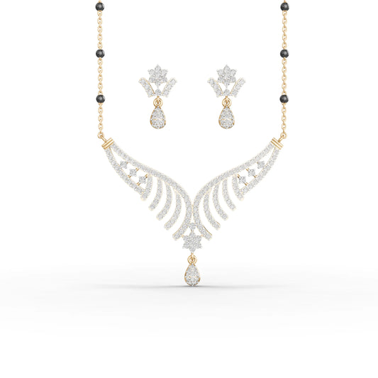 Radiant Wing Moissanite Diamond Mangalsutra Set