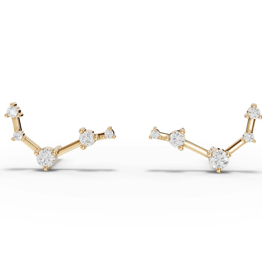 Aries Zodiac Round Diamond Earring