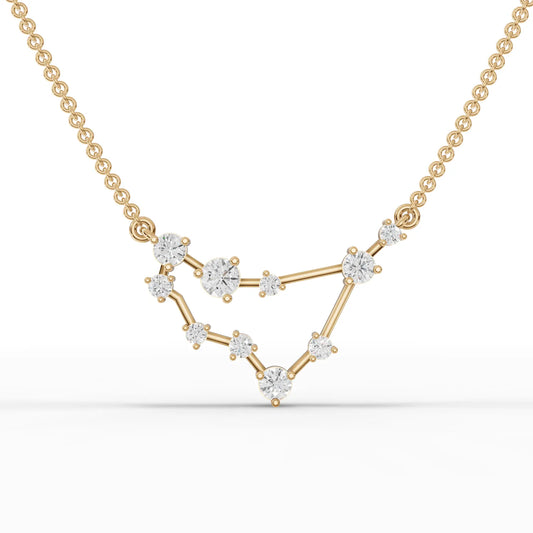 Capricon Zodiac Round Diamond Chain Pendant