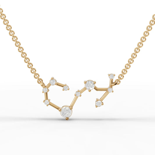 Scorpio Zodiac Round Diamond Chain Pendant