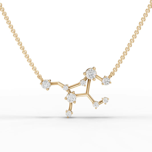 Virgo Zodiac Round Diamond Chain Pendant