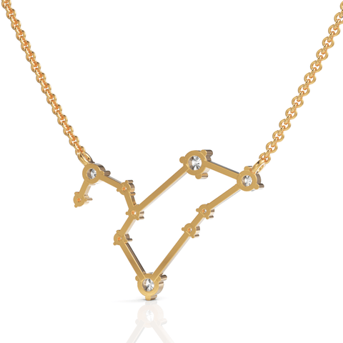 Leo Zodiac Round Diamond Chain Pendant