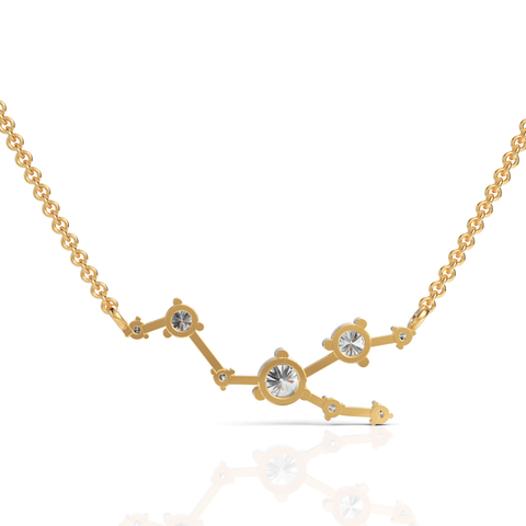 Taurus Zodiac Round Diamond Chain Pendant