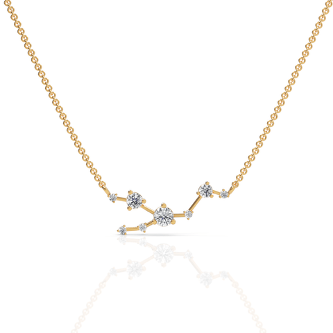 Taurus Zodiac Round Diamond Chain Pendant