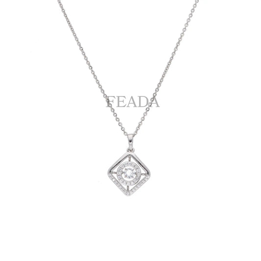 Feada 925 Silver Whimsical Spark Dancing Diamond Pendant