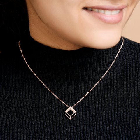 Black Enamel Rose Gold Zircon Chain & Pendant