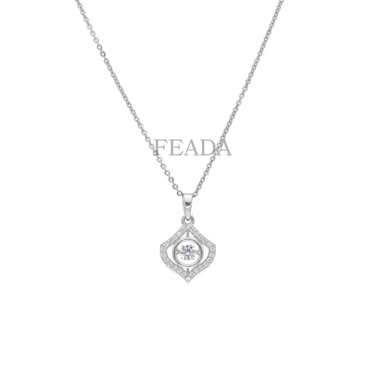 Feada 925 Silver Graceful Twirl Dancing Diamond Pendant