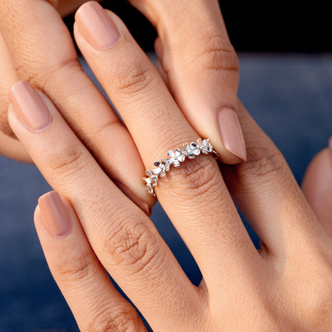 Flower Petal ,925 Silver Promise Ring