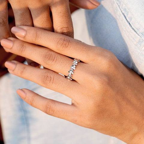 Flower Petal ,925 Silver Promise Ring