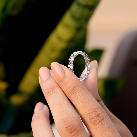Flower Petal ,925 Silver Promise Ring