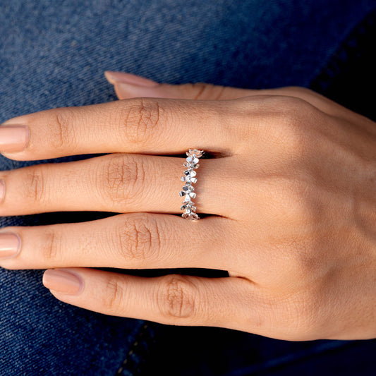 Flower Petal ,925 Silver Promise Ring