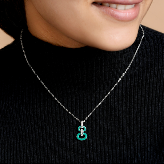 Dark Green Silver Zircon Chain & Pendant