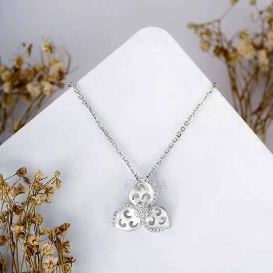 Blushing Petal Zircon Chain & Pendant