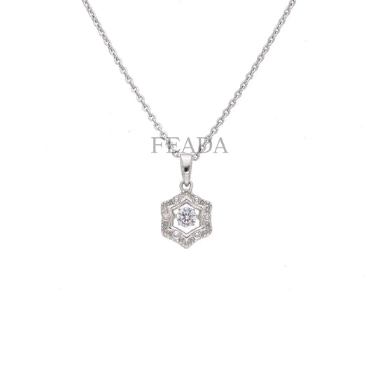 Feada 925 Silver Sparkle in Motion Dancing Diamond Pendant