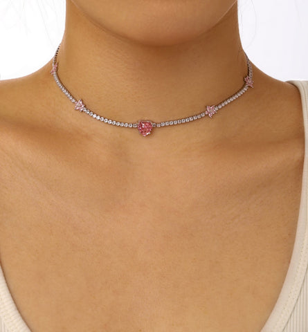 Victoria Pink Heart Necklace