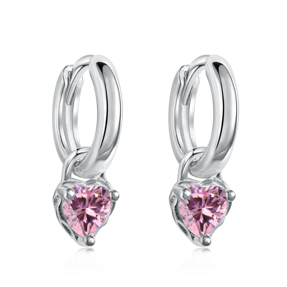 Victoria Pink Heart Zircon Earrings