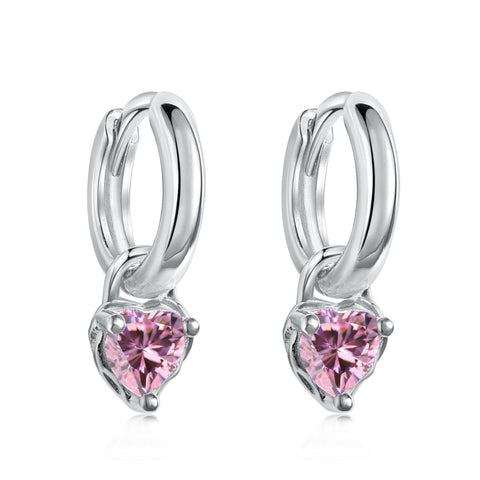 Victoria Pink Heart Zircon Earrings