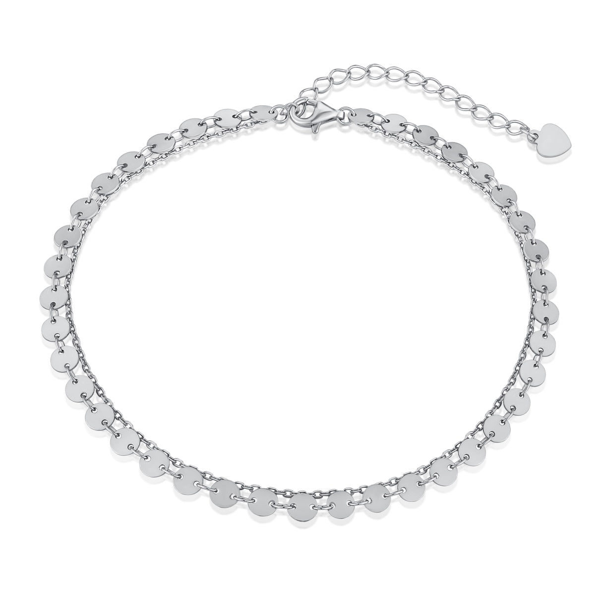 Silver Two-Layer Anklet