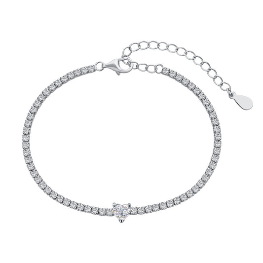 Crystal Heart With Tennis Bracelet