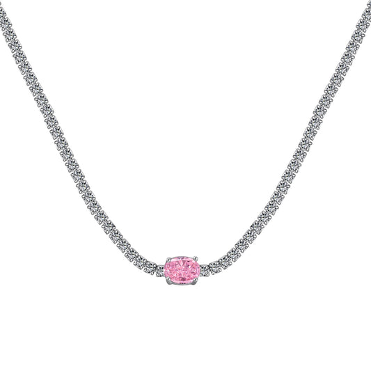 Victoria Pink Oval Necklace