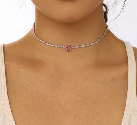 Victoria Pink Heart Necklace