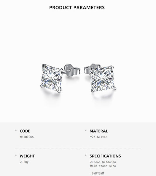 Solitaire Princess Zircon Studs