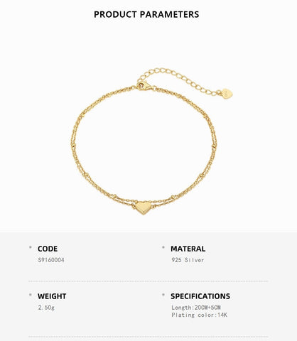 Two Layer Heart Anklet