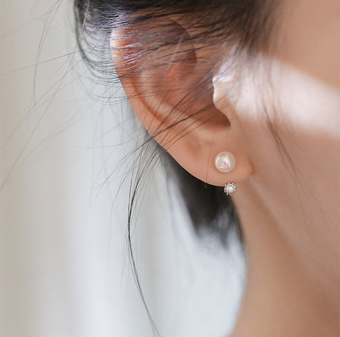 Classic Pearl Zircon Earrings