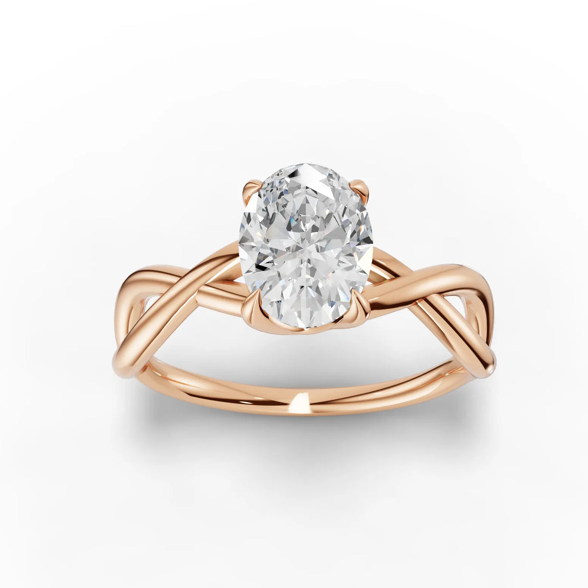 Oval Solitaire with Braided Infinity Shank