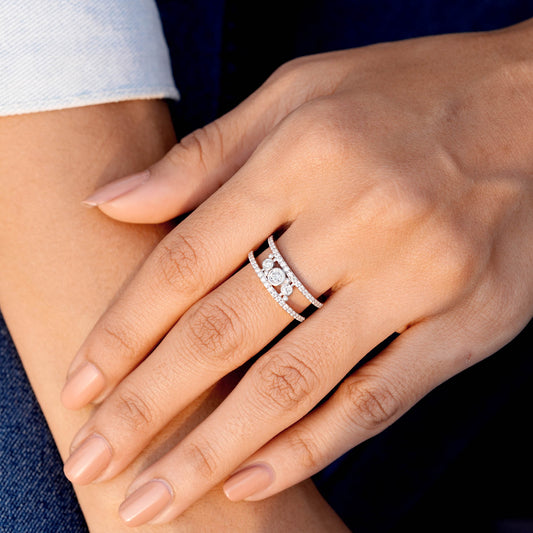 0.538 CT Round Cut Colorless Engagement Ring