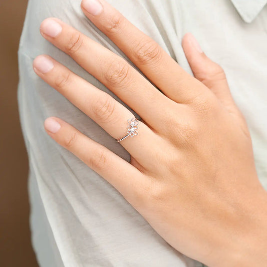 Twin Bloom Delicate Ring