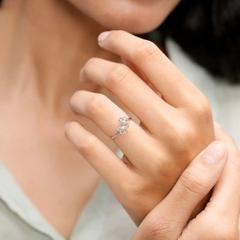 Twin Bloom Delicate Ring