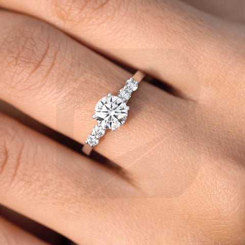 1.24 CT  Round Cut Colorless Engagement Ring