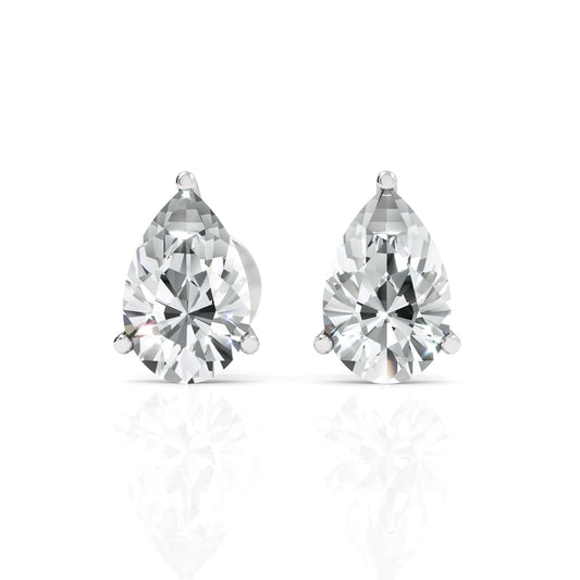 Pear Moissanite Diamond Studs