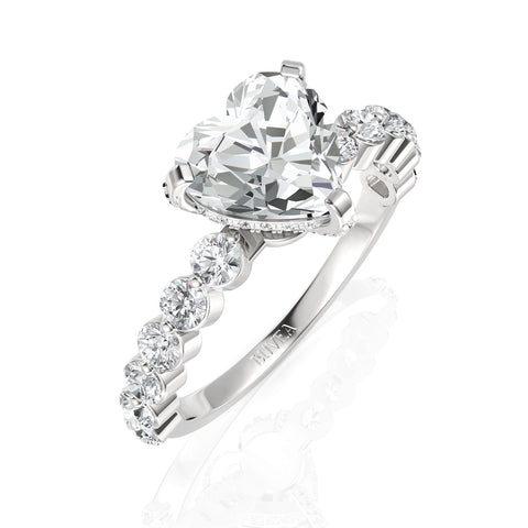 2.797 CT Round, Heart Cut Colorless Engagement Ring