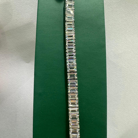 Emerald Zircon Tennis Bracelet - WHITE GOLD