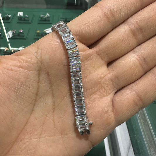 Emerald Zircon Tennis Bracelet - WHITE GOLD