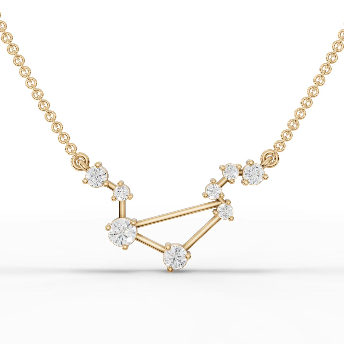 Libra Zodiac Round Diamond Chain Pendant