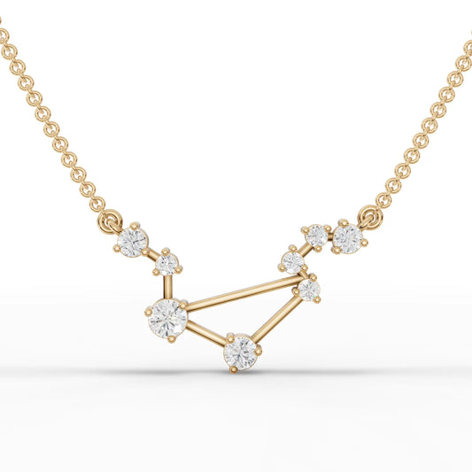 Libra Zodiac Round Diamond Chain Pendant