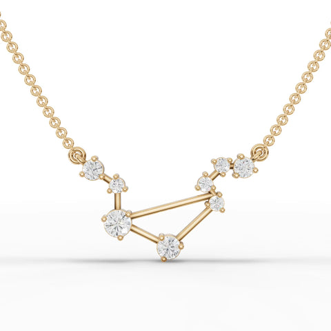 Libra Zodiac Round Diamond Chain Pendant