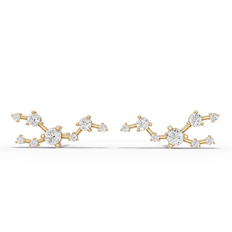 Taurus Zodiac Round Diamond Earring
