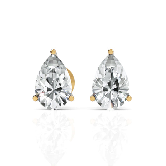 Pear Moissanite Diamond Studs