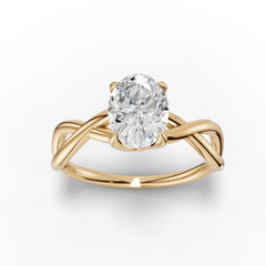 Oval Solitaire with Braided Infinity Shank