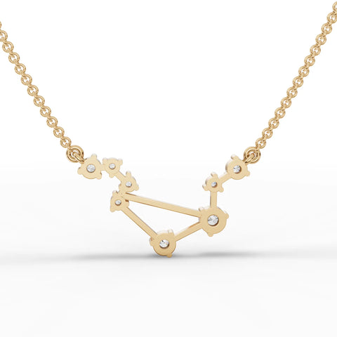 Libra Zodiac Round Diamond Chain Pendant
