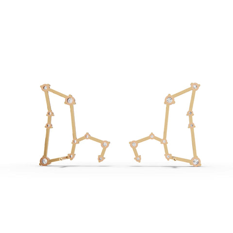 Leo Zodiac Round Diamond Earring