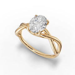 Oval Solitaire with Braided Infinity Shank