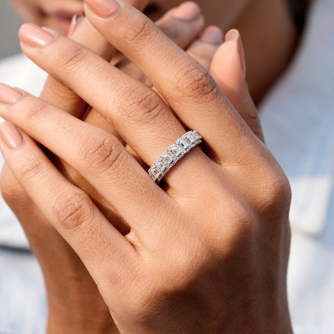2.00 CT Emerald, Round Cut Colorless Engagement Ring